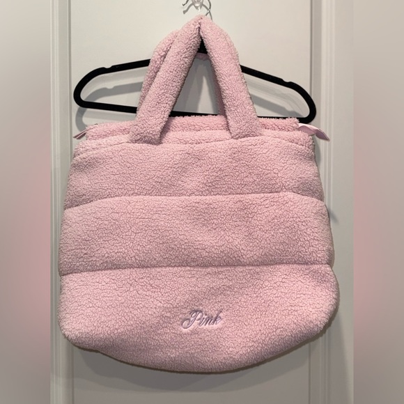 Victoria's Secret Handbags - PINK Victoria’s Secret Sherpa Puffer Tote Bag - Soft Pink Cozy Quilted